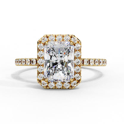 Radiant halo Solitaire Diamond Ring - ( 1.5 ct. Center Stone )