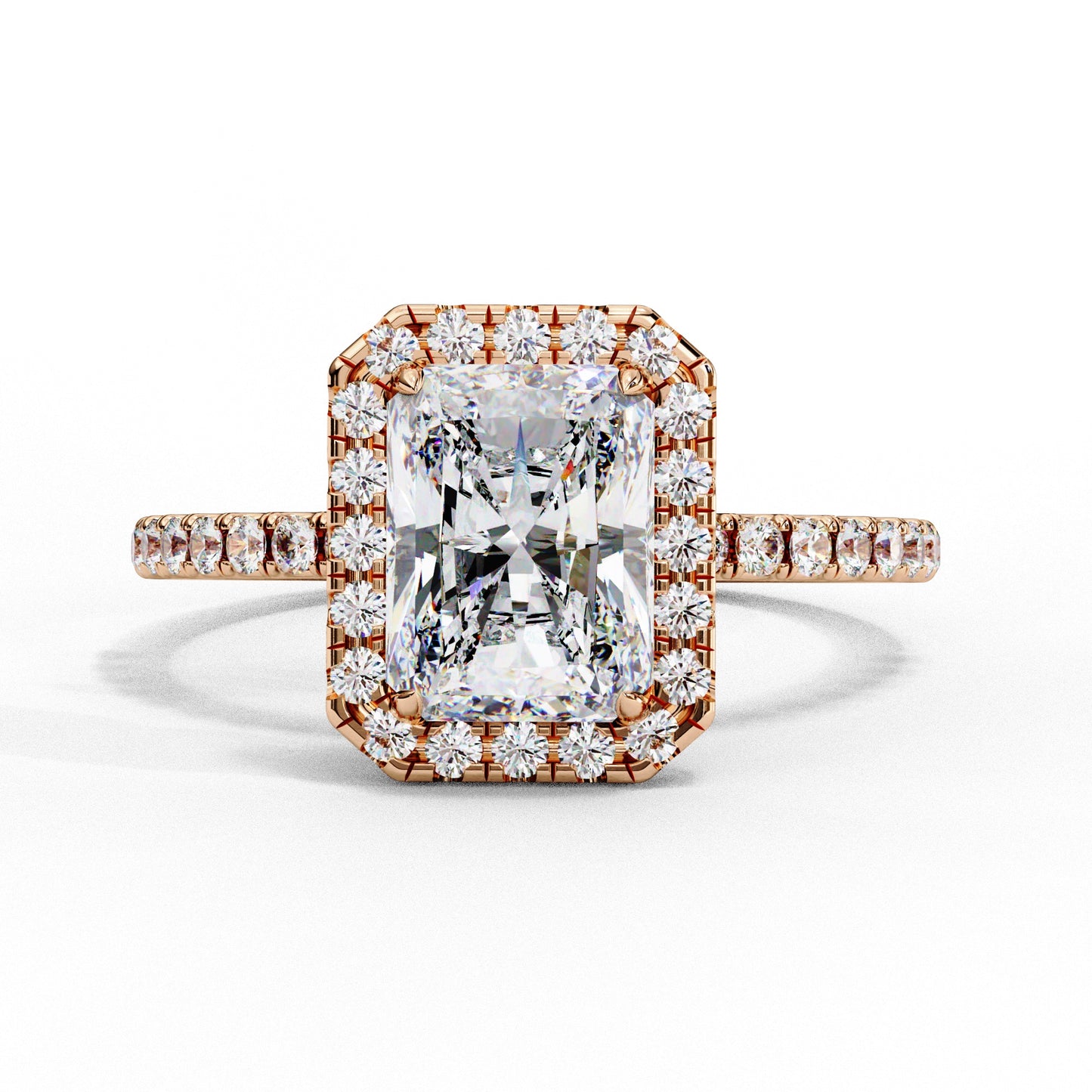 Radiant halo Solitaire Diamond Ring - ( 1.5 ct. Center Stone )