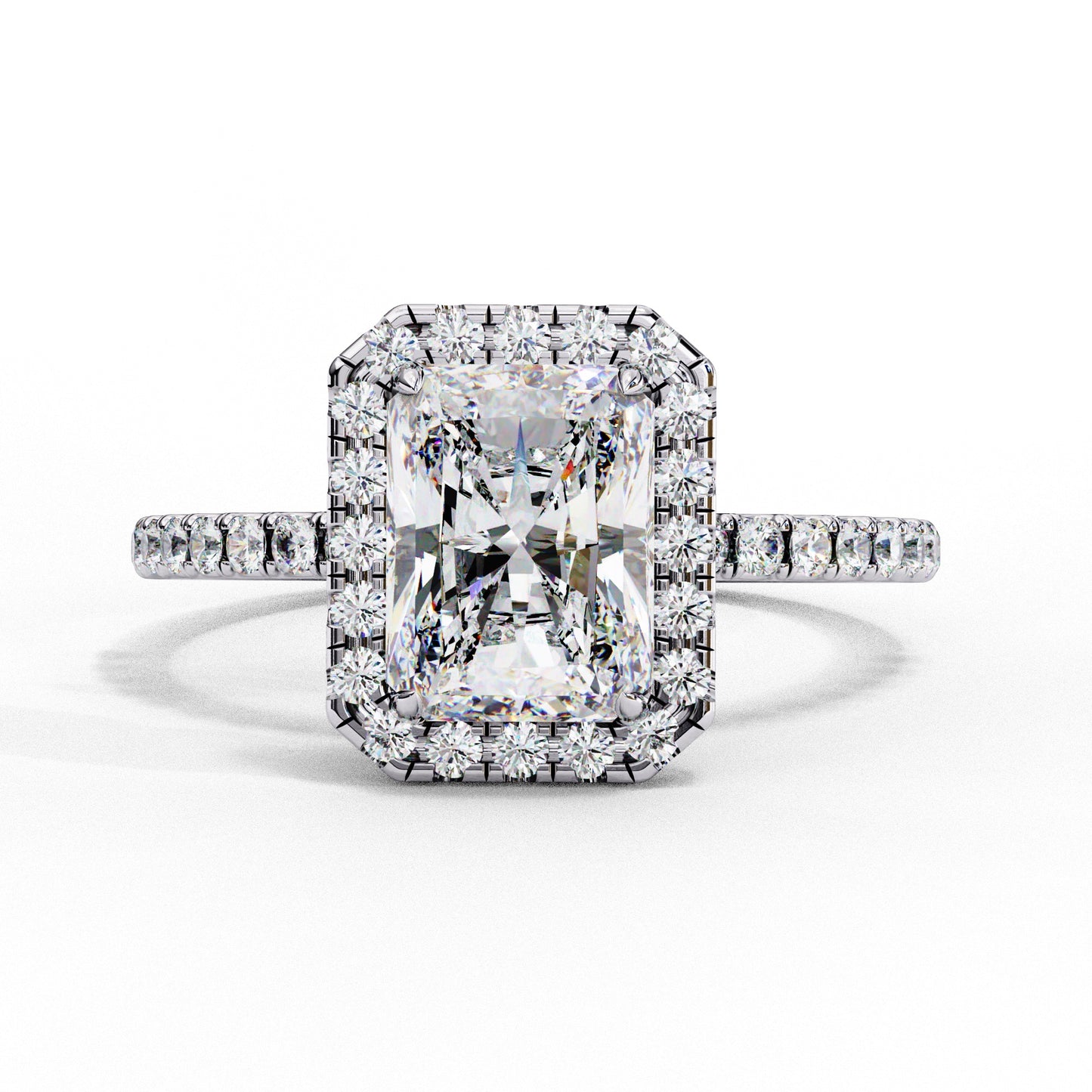 Radiant halo Solitaire Diamond Ring - ( 1.5 ct. Center Stone )