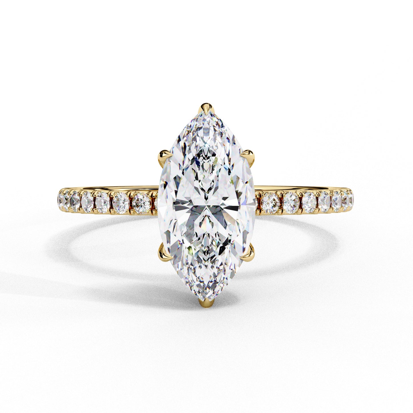 Marquise Solitaire Stardust Ring - ( 1 ct center Stone )