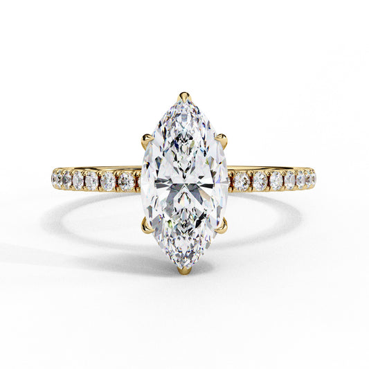 Marquise Solitaire Stardust Ring - ( 1 ct center Stone )