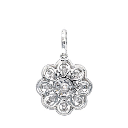 18K White Gold Flower Cluster Diamond Pendant for Women 1.25ct