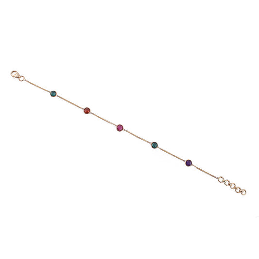 Gold Bracelet With Multicolor Stone Round