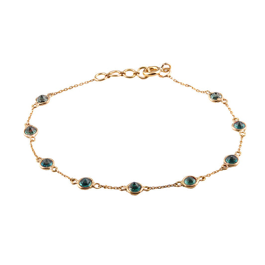 Gold Bracelet With Emerald Round