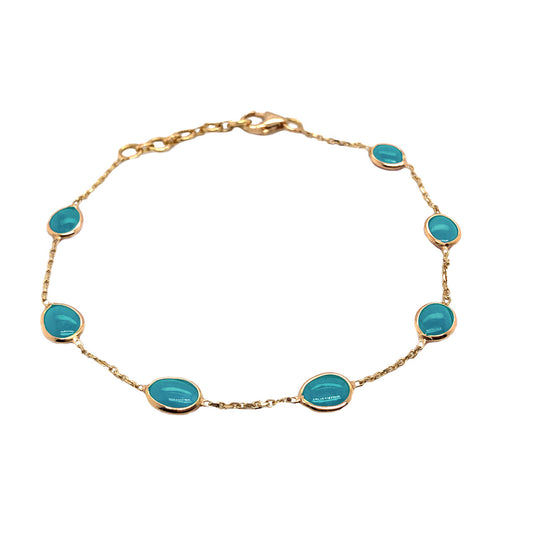 Gold Bracelet With Turquoise Oval