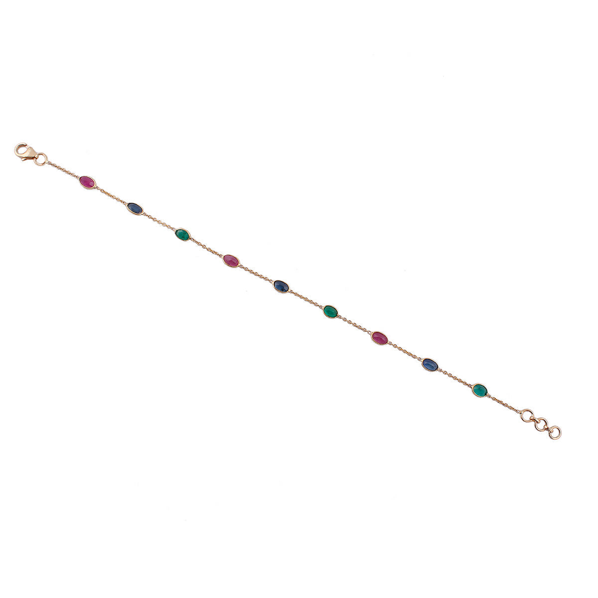 Gold Bracelet With Multicolor Stone Oval