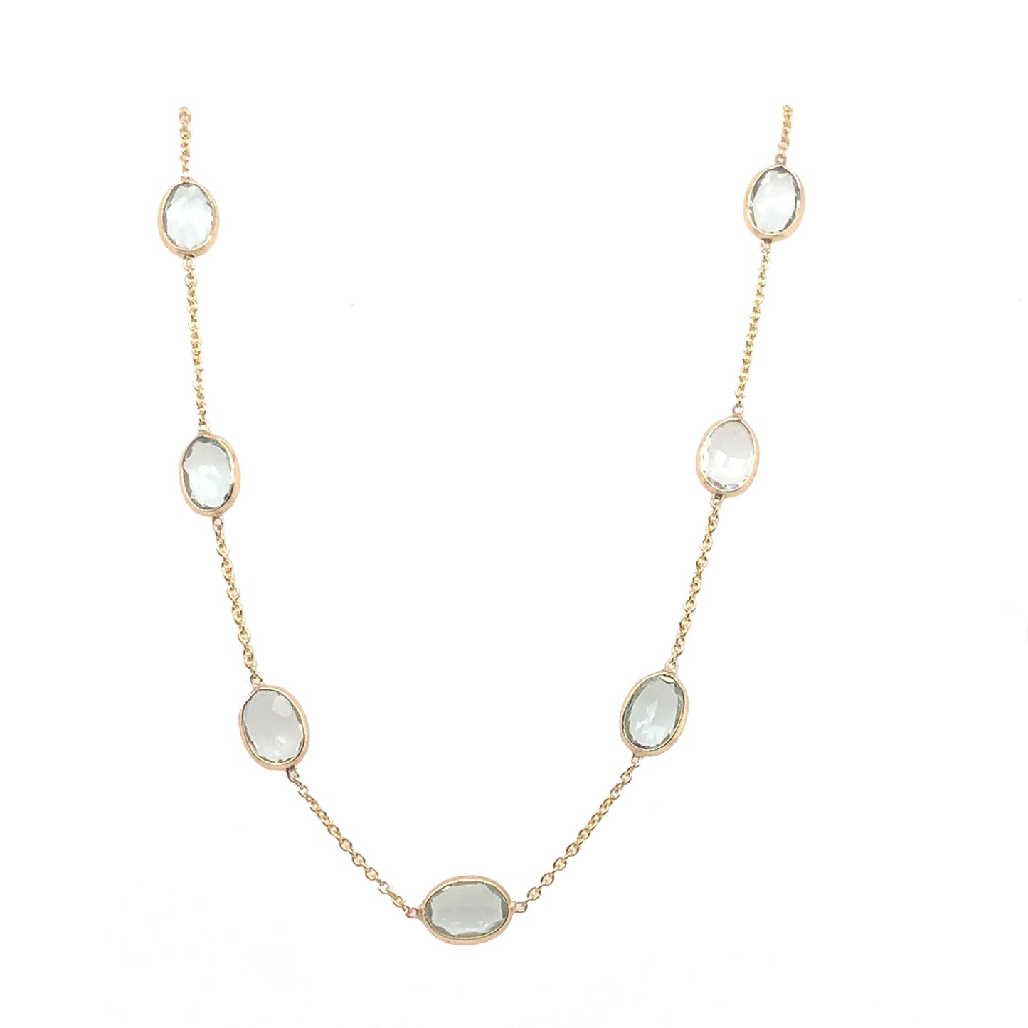 Gold Chain With Aquamarine Oval