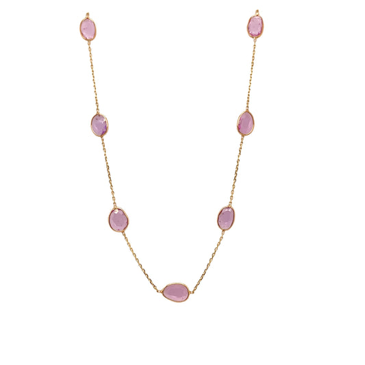 Gold Chain With Pink Sapphire Unshape