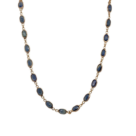 Gold Chain With Blue Sapphire Oval