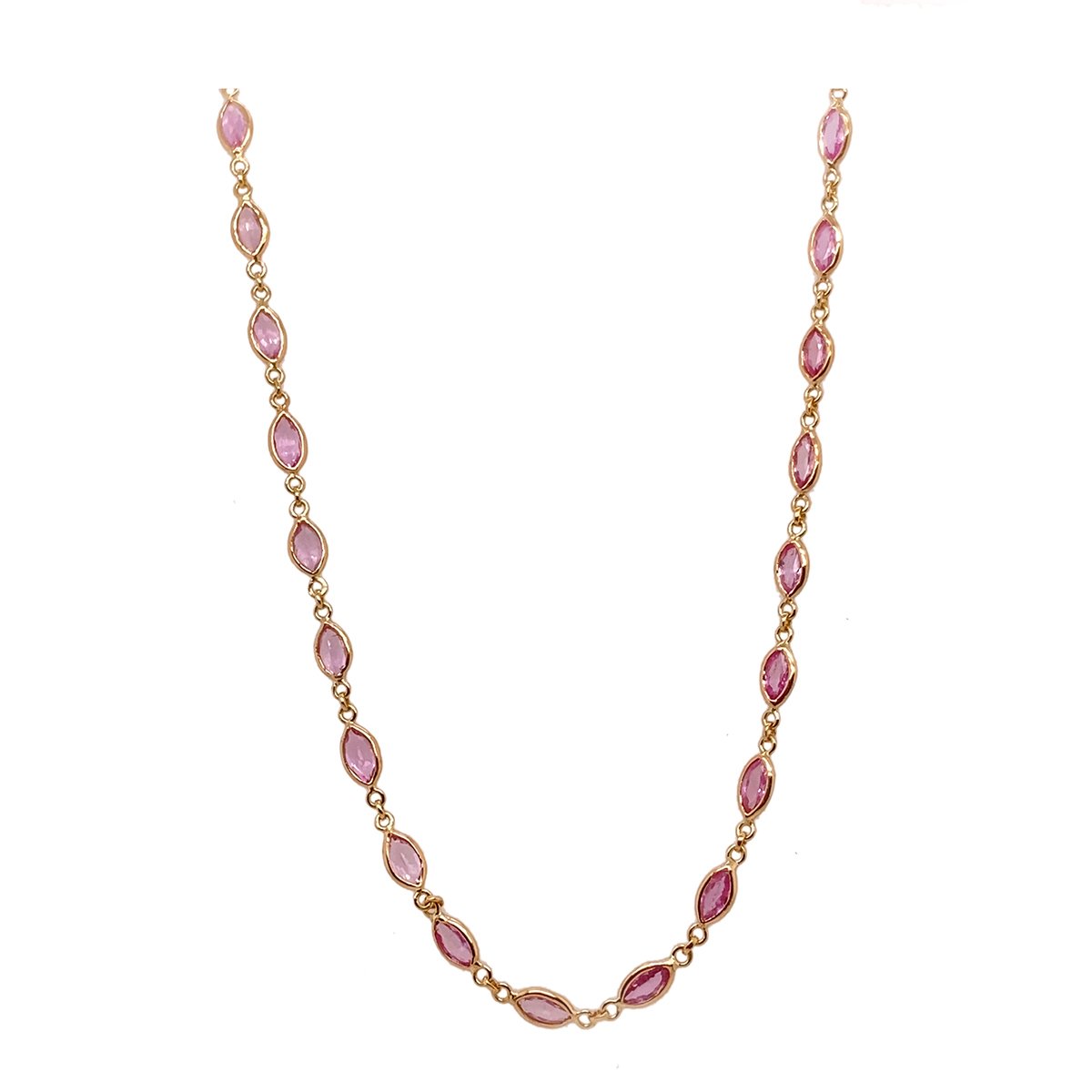 Gold Chain With Pink Sapphire Marquise