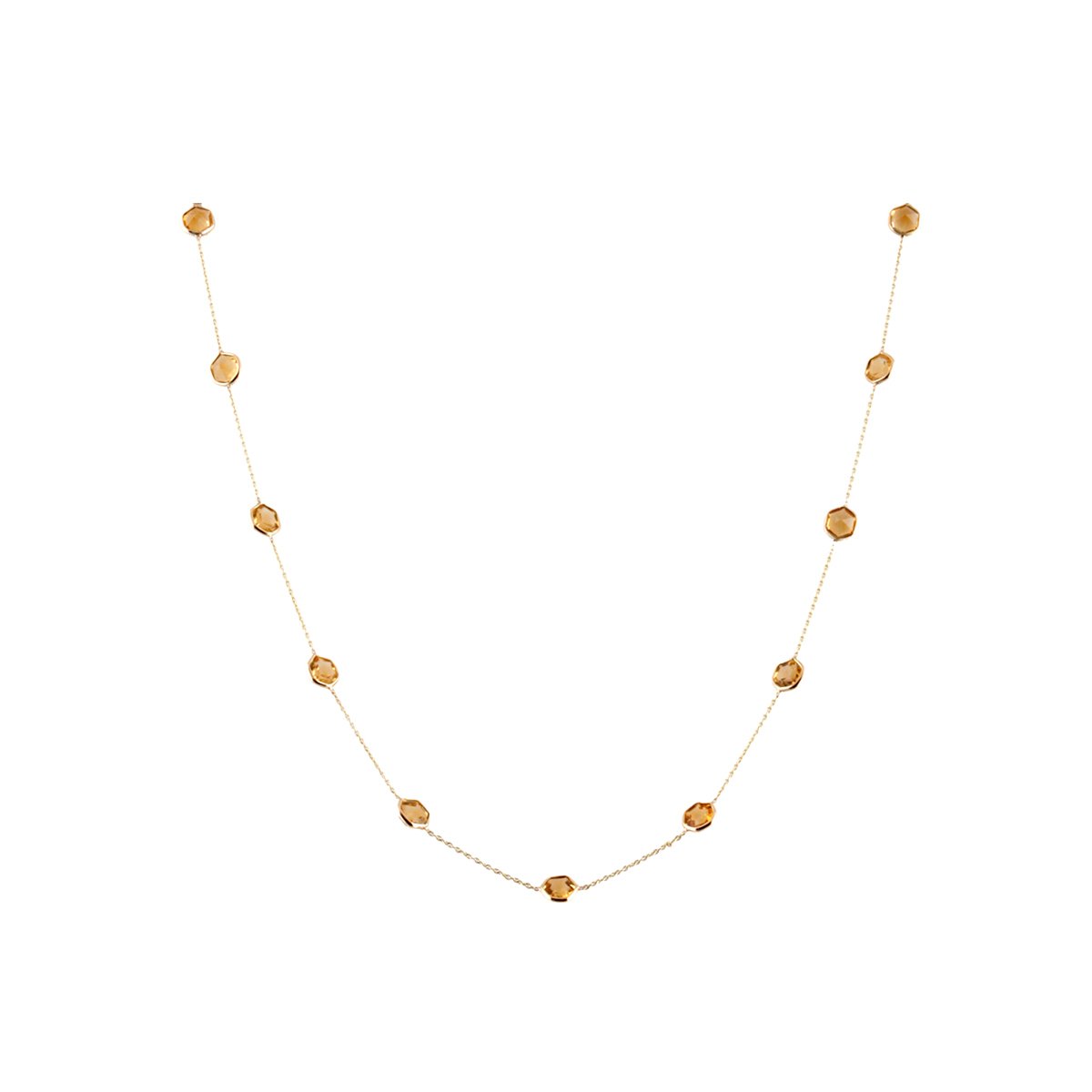 Gold Chain With Citrine Hexagon