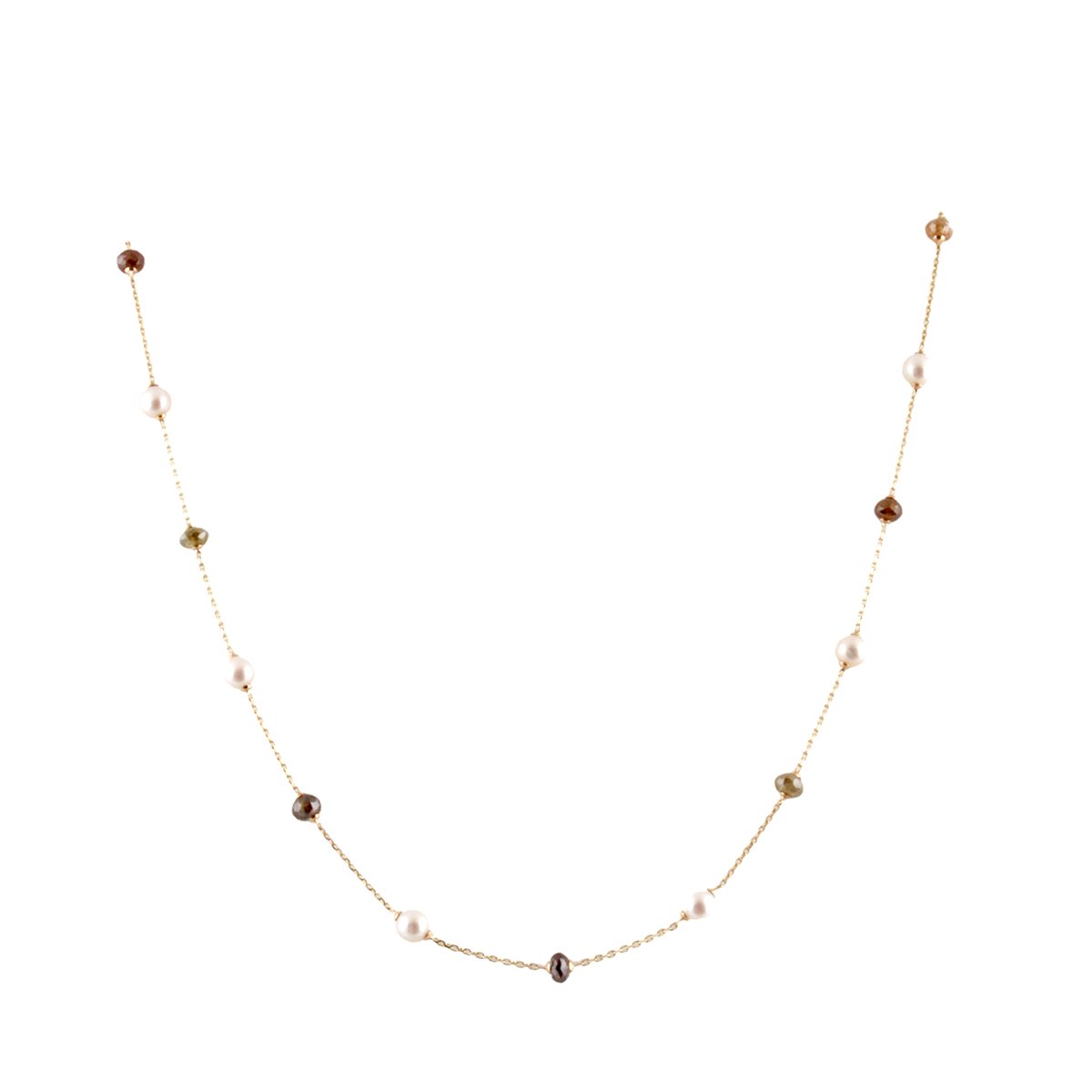 Gold Chain With Pearl & Diamond