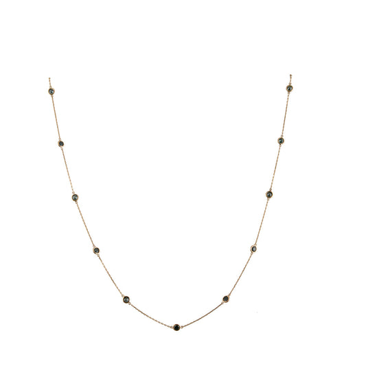 Gold Chain With Blue Diamond Round