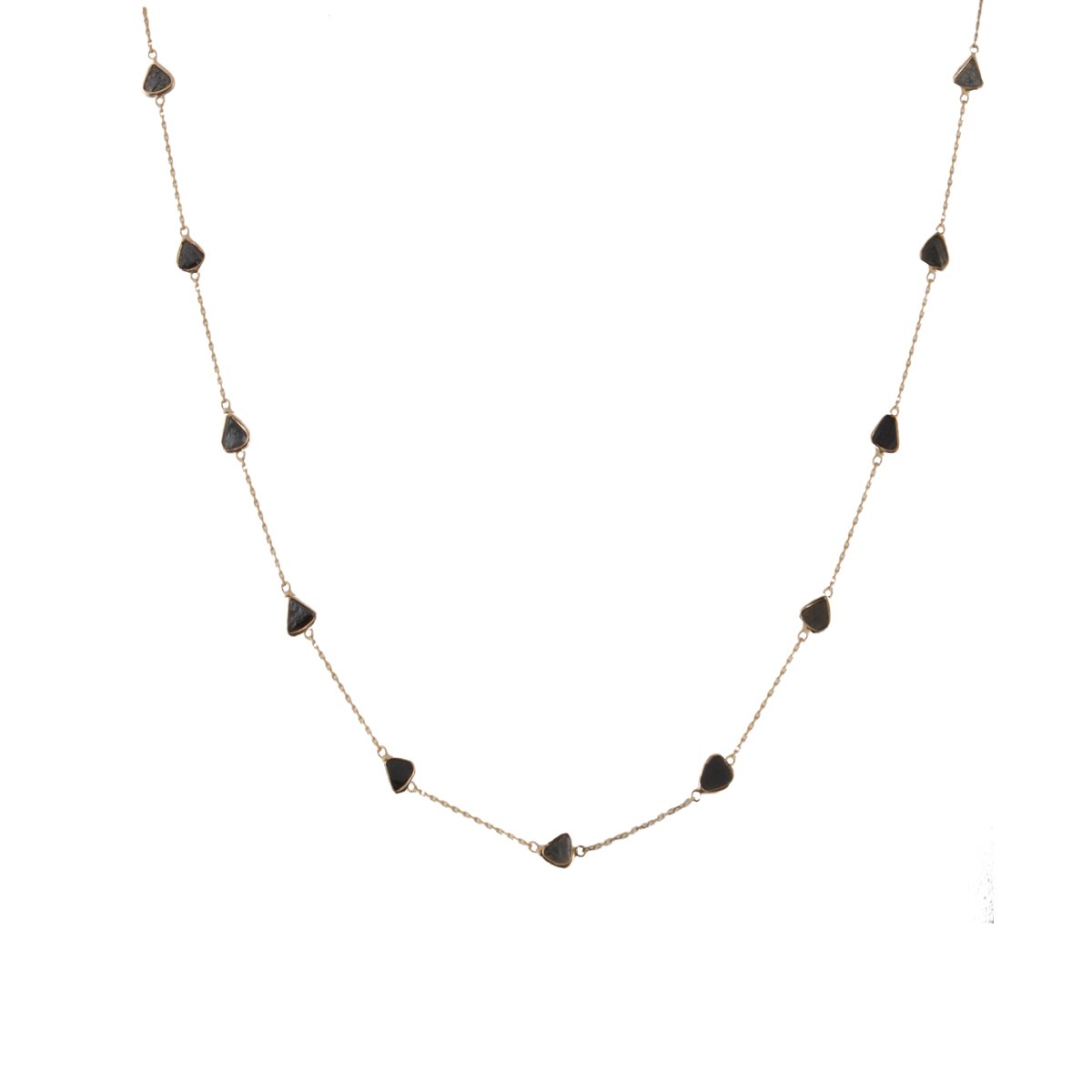 Gold Chain With Black Diamond Slice