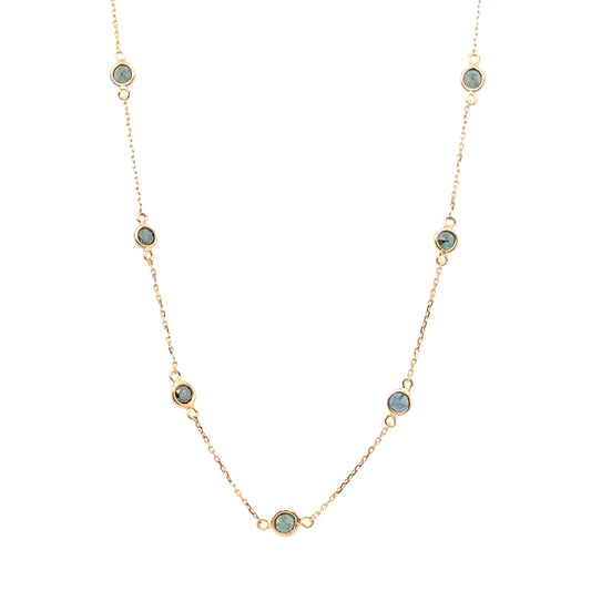 Gold Chain With Blue  Round Diamond