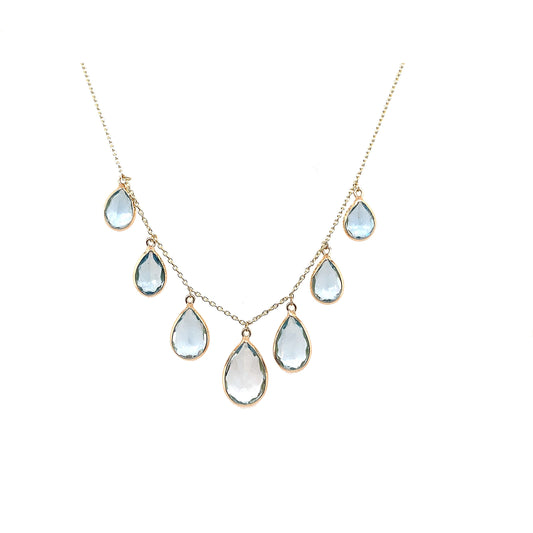 Gold Chain With Aquamarine Pear Shape