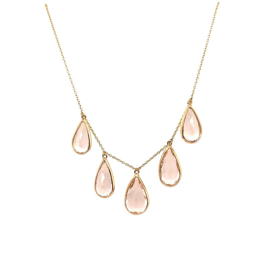 Gold Chain With Morganite Pear Shape