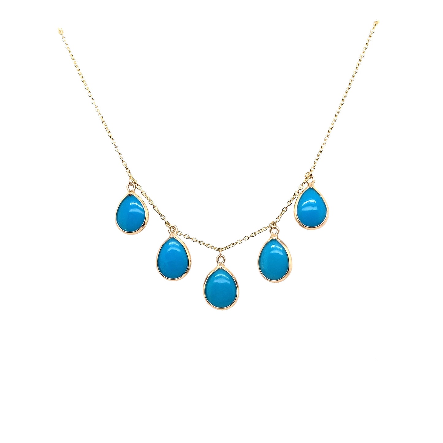 Gold Chain With Turquoise Pear Shape