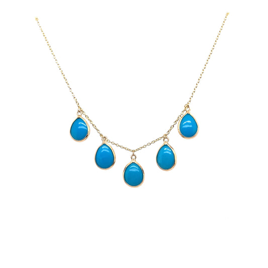 Gold Chain With Turquoise Pear Shape