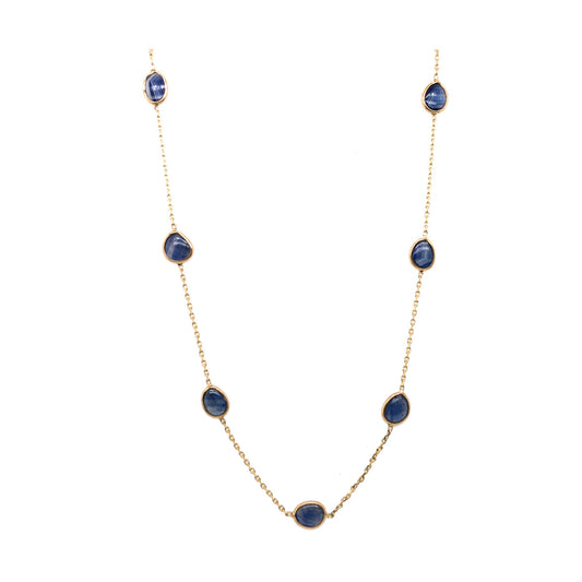 Gold Chain With Blue Sapphire Unshape