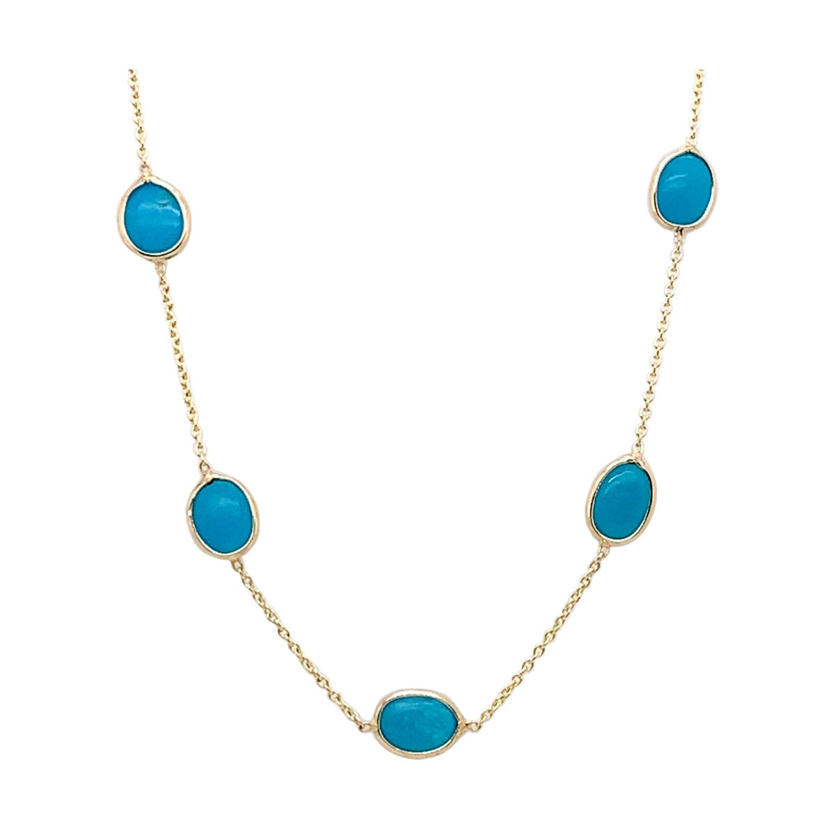 Gold Chain With Turquoise Oval