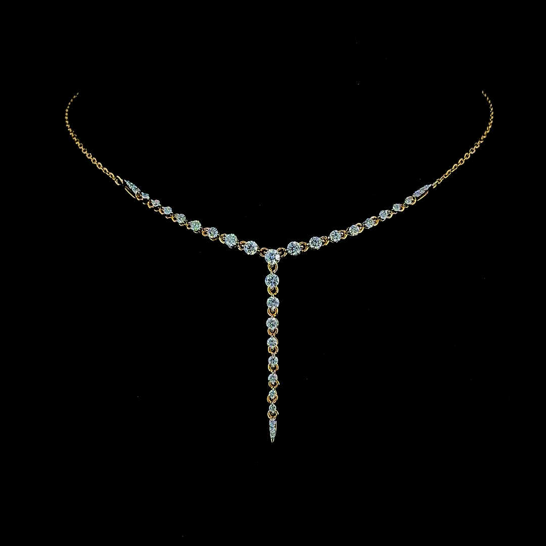 Tapered V Lab Diamond Necklace in 14K Yellow Gold