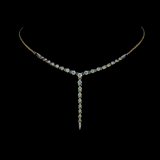Tapered V Lab Diamond Necklace in 14K Yellow Gold