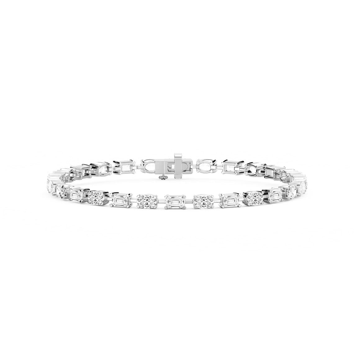 Modern Harmony – Mixed Shape Lab Diamond Tennis Bracelet in 14K Gold