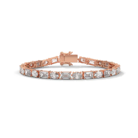 Alternating Elegance – Oval & Emerald Lab Diamond Tennis Bracelet in 14K Gold