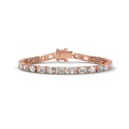 Alternating Elegance – Oval & Emerald Lab Diamond Tennis Bracelet in 14K Gold