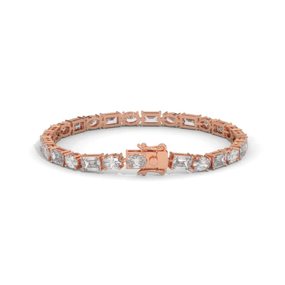 Alternating Elegance – Oval & Emerald Lab Diamond Tennis Bracelet in 14K Gold