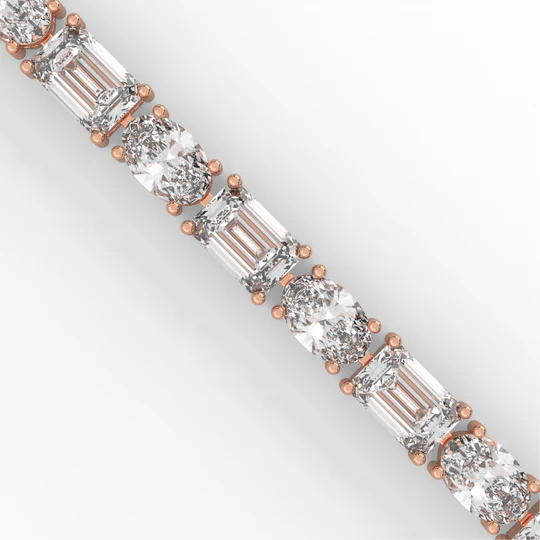 Alternating Elegance – Oval & Emerald Lab Diamond Tennis Bracelet in 14K Gold