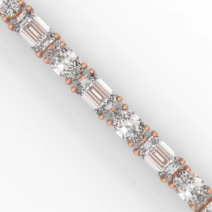 Alternating Elegance – Oval & Emerald Lab Diamond Tennis Bracelet in 14K Gold