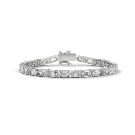 Alternating Elegance – Oval & Emerald Lab Diamond Tennis Bracelet in 14K Gold