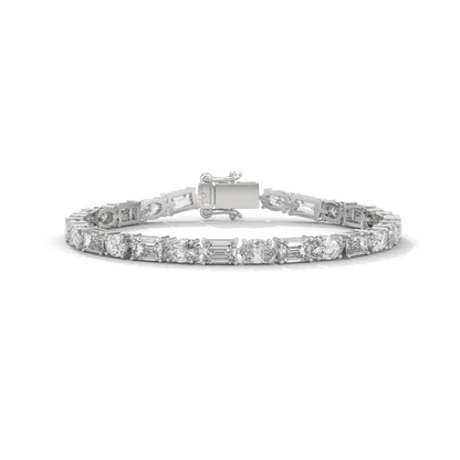 Alternating Elegance – Oval & Emerald Lab Diamond Tennis Bracelet in 14K Gold