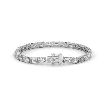 Alternating Elegance – Oval & Emerald Lab Diamond Tennis Bracelet in 14K Gold