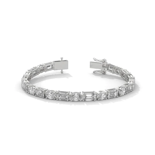 Alternating Elegance – Oval & Emerald Lab Diamond Tennis Bracelet in 14K Gold