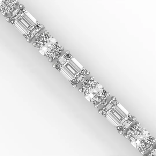 Alternating Elegance – Oval & Emerald Lab Diamond Tennis Bracelet in 14K Gold