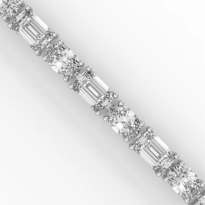 Alternating Elegance – Oval & Emerald Lab Diamond Tennis Bracelet in 14K Gold