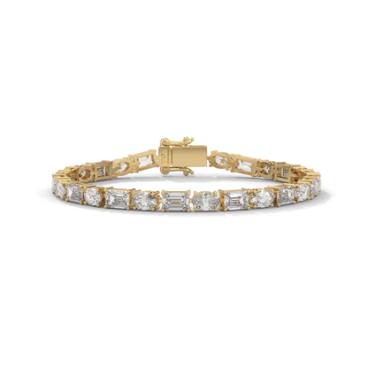 Alternating Elegance – Oval & Emerald Lab Diamond Tennis Bracelet in 14K Gold