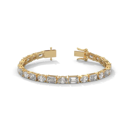 Alternating Elegance – Oval & Emerald Lab Diamond Tennis Bracelet in 14K Gold