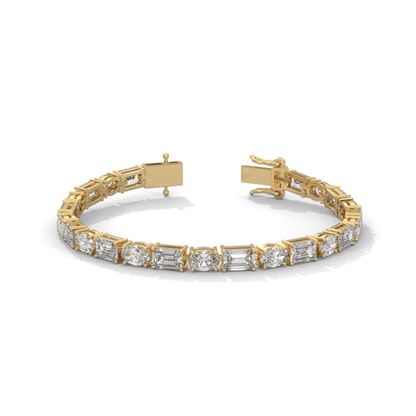 Alternating Elegance – Oval & Emerald Lab Diamond Tennis Bracelet in 14K Gold