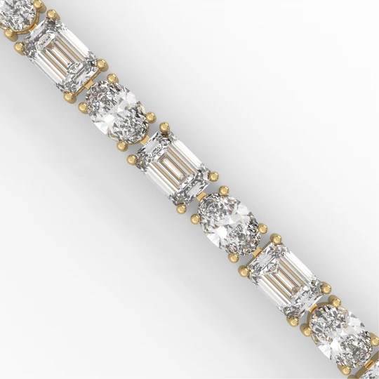 Alternating Elegance – Oval & Emerald Lab Diamond Tennis Bracelet in 14K Gold