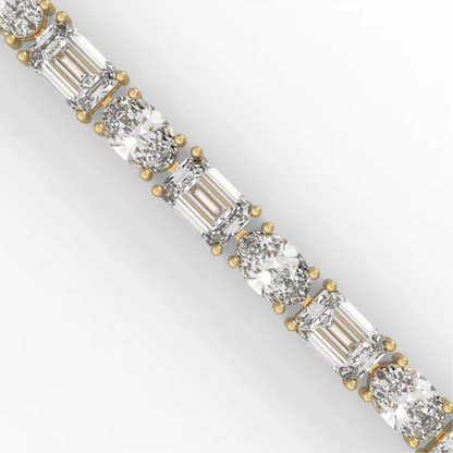 Alternating Elegance – Oval & Emerald Lab Diamond Tennis Bracelet in 14K Gold