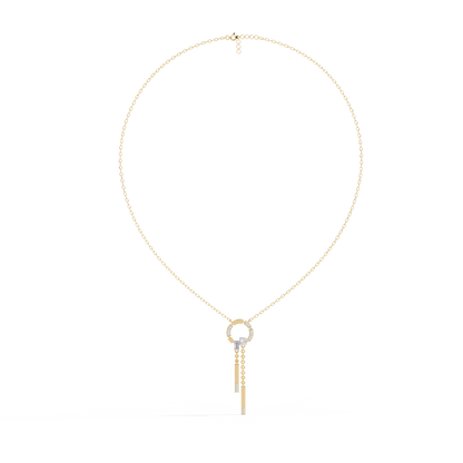 Orbit Tassel – Geometric Circle Drop Pendant in 14K Gold