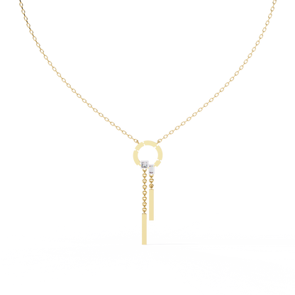 Orbit Tassel – Geometric Circle Drop Pendant in 14K Gold