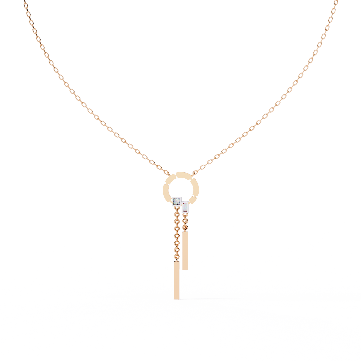Orbit Tassel – Geometric Circle Drop Pendant in 14K Gold