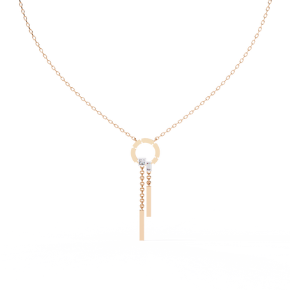 Orbit Tassel – Geometric Circle Drop Pendant in 14K Gold