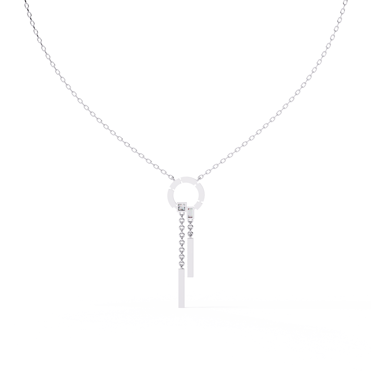 Orbit Tassel – Geometric Circle Drop Pendant in 14K Gold