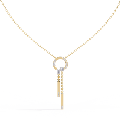 Orbit Tassel – Geometric Circle Drop Pendant in 14K Gold